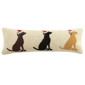 NWT Christmas Seasonal Dogs Labrador Needlepoint Wool Lumbar Accent Pillow